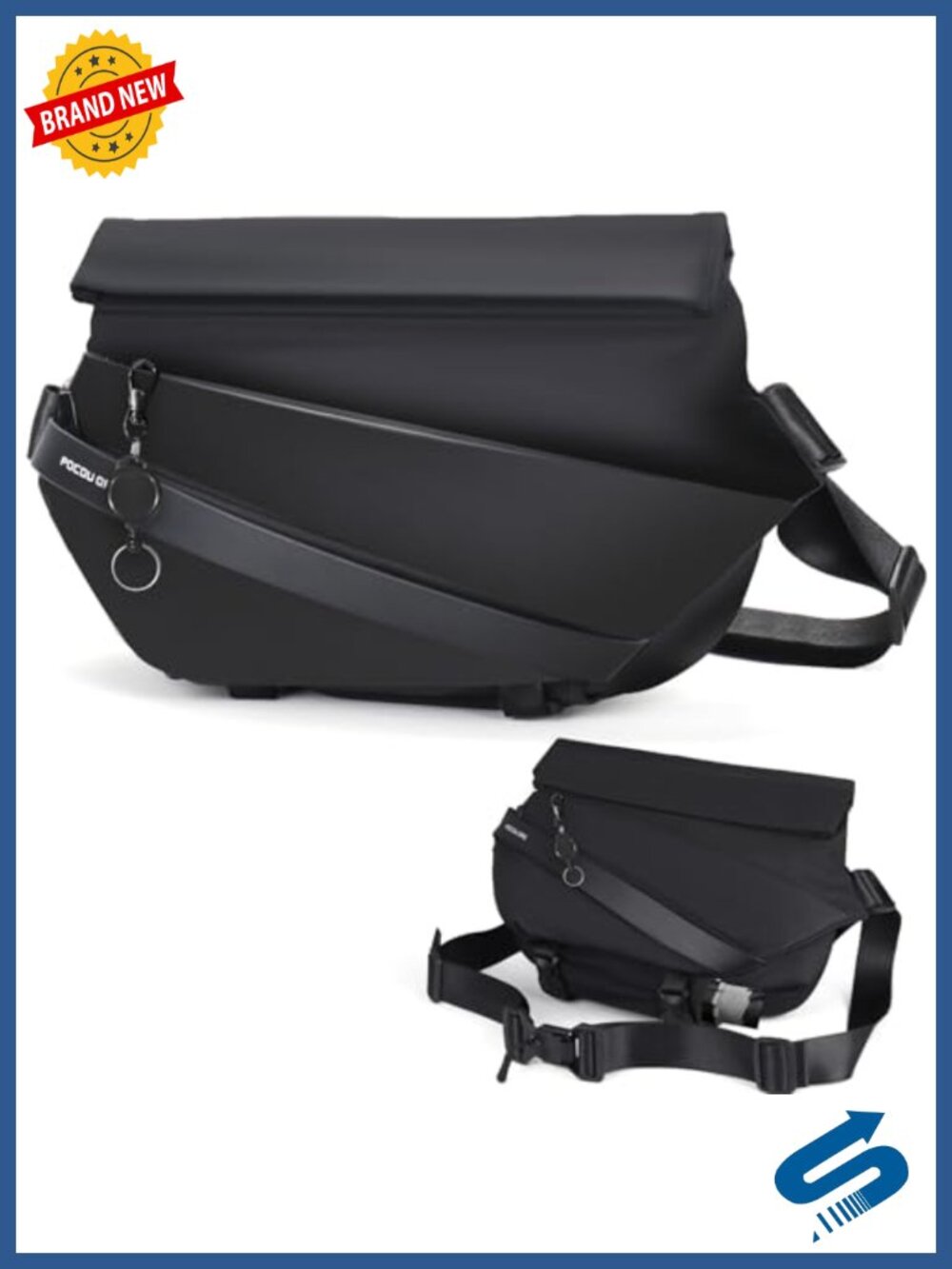 Waterproof Composite Fabric Sling Bag Quick-Release Buckle Fits 11in iPad